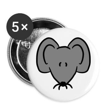 Maus Mäuschen Süße Kleine Ratte Nager Freundlich - Buttons groß 56 mm (5er Pack) - Weiß - Vorne