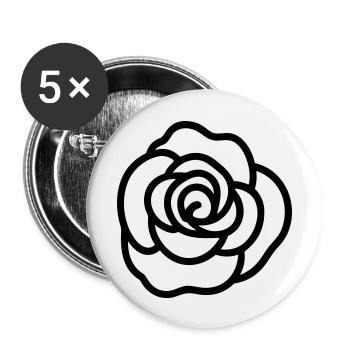 Pink Flower - Buttons large 2.2''/56 mm (5-pack) - white - Front