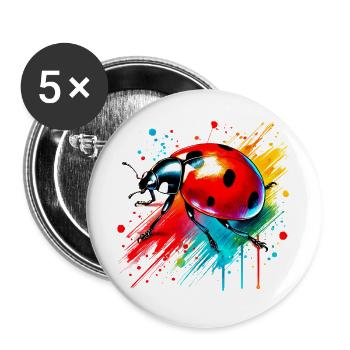 Marienkäfer - Buttons groß 56 mm (5er Pack) - Weiß - Vorne