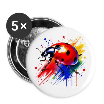 Marienkäfer - Buttons groß 56 mm (5er Pack) - Weiß - Vorne