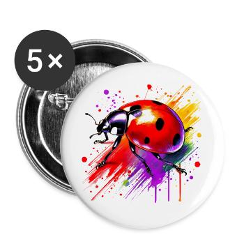 Coccinelle - Lot de 5 grands badges (56 mm) - blanc - Devant