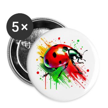 Marienkäfer - Buttons groß 56 mm (5er Pack) - Weiß - Vorne