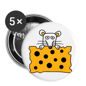 Souris Rat Derrière De Grands Trous Fromage Semble Drôle - Lot de 5 grands badges (56 mm) - blanc - Devant