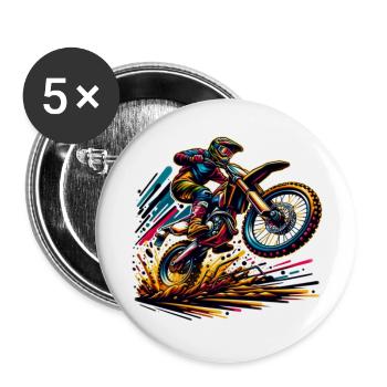 Motorrad,motorcycle,dirkbike motocross - Buttons groß 56 mm (5er Pack) - Weiß - Vorne