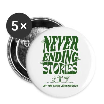 Never Ending Stories – Naturverbunden - Buttons groß 56 mm (5er Pack) - Weiß - Vorne