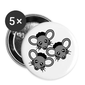 3 souris Trou mural Trou de souris Trois amis Équipe Équipage - Lot de 5 grands badges (56 mm) - blanc - Devant