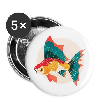 Poisson doré - Lot de 5 grands badges (56 mm) - blanc - Devant