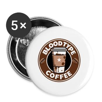 Groupe sanguin café dessin animé cadeau - Lot de 5 grands badges (56 mm) - blanc - Devant