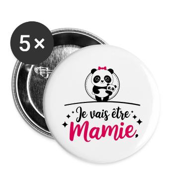 JE vais être mamie - Lot de 5 grands badges (56 mm) - blanc - Devant