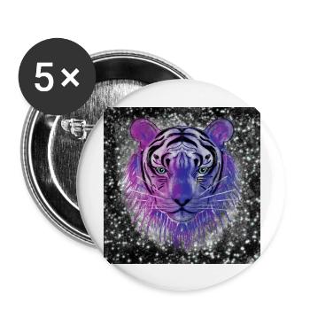 Tiger "Wild Spirit" - Buttons groß 56 mm (5er Pack) - Weiß - Vorne