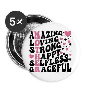 Best Mom Ever - Buttons large 2.2''/56 mm (5-pack) - white - Front