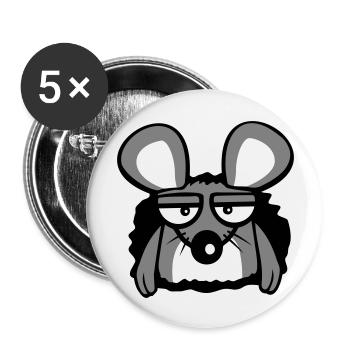 Maus Mauseloch Wand LochTraurig Müde Gelangweilt - Buttons groß 56 mm (5er Pack) - Weiß - Vorne