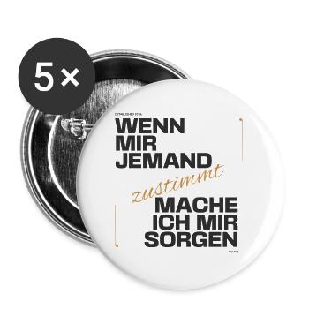 Ironisches Statement - Buttons groß 56 mm (5er Pack) - Weiß - Vorne
