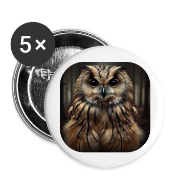 Hibou - Lot de 5 grands badges (56 mm) - blanc - Devant