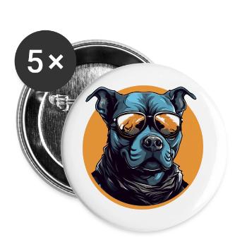 Cooler Bully mit Sonnenbrille - Buttons groß 56 mm (5er Pack) - Weiß - Vorne