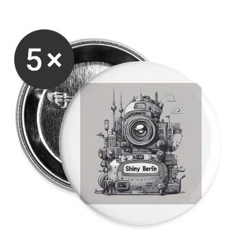Berlin Planet - Buttons groß 56 mm (5er Pack) - Weiß - Vorne