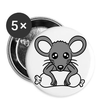 Souris grosse saucisse manger faim saucisse grillades - Lot de 5 grands badges (56 mm) - blanc - Devant
