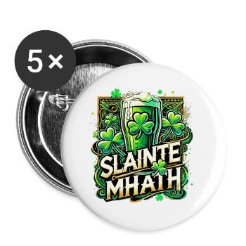 St. Patrick's Day Slainte Mhath Ireland Gift - Buttons large 2.2''/56 mm (5-pack) - white - Front