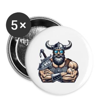 wikinger sonnenbrille - Buttons groß 56 mm (5er Pack) - Weiß - Vorne
