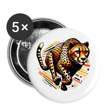 Guépard - Lot de 5 grands badges (56 mm) - blanc - Devant
