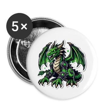 Cybernetic Green Dragon - Buttons groß 56 mm (5er Pack) - Weiß - Vorne