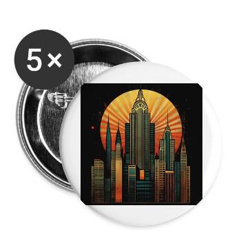 New York Art Deco - Buttons groß 56 mm (5er Pack) - Weiß - Vorne