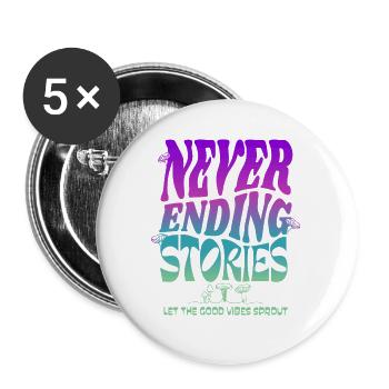 Psychedelic Mushroom Design – Never Ending Stories - Buttons large 2.2''/56 mm (5-pack) - white - Front