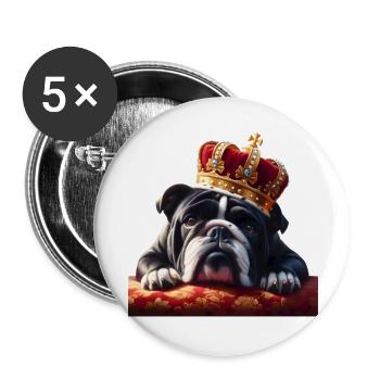 Fauler Hund mit Krone - Buttons groß 56 mm (5er Pack) - Weiß - Vorne