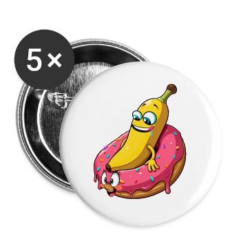 Banana Donut Relationship Love Making Gift - Buttons large 2.2''/56 mm (5-pack) - white - Front