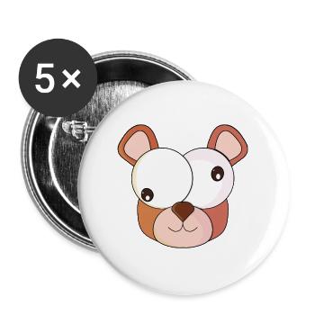Bear with crazy eyes - Buttons large 2.2''/56 mm (5-pack) - white - Front
