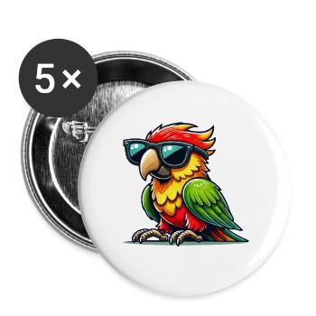 Lunettes de soleil perroquet Bande dessinée - Lot de 5 grands badges (56 mm) - blanc - Devant