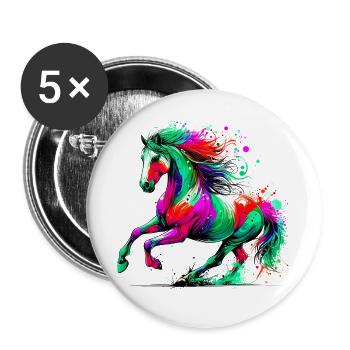 Horse - Buttons large 2.2''/56 mm (5-pack) - white - Front