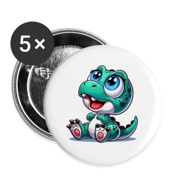 Dinobaby Babydino T Rex 4 Design - Buttons groß 56 mm (5er Pack) - Weiß - Vorne