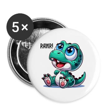 T-Rex Baby Dino Babydino Dinobaby Geschenk - Buttons groß 56 mm (5er Pack) - Weiß - Vorne