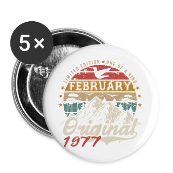 48th Birthday Gift Born In February 1977 - Buttons large 2.2''/56 mm (5-pack) - white - Front