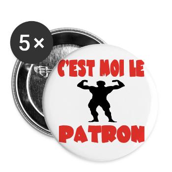 C'est moi le patron - Lot de 5 grands badges (56 mm) - blanc - Devant