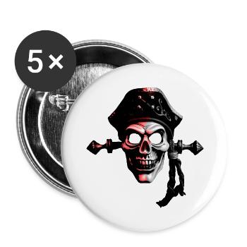 Pirat Comicart Red - Buttons groß 56 mm (5er Pack) - Weiß - Vorne