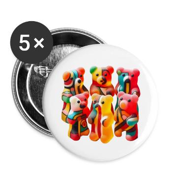 Gummibärchen mit abstraktem Muster - Buttons groß 56 mm (5er Pack) - Weiß - Vorne