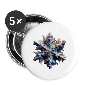 Abstrakte Darstellung einer Schneeflocke - Buttons groß 56 mm (5er Pack) - Weiß - Vorne