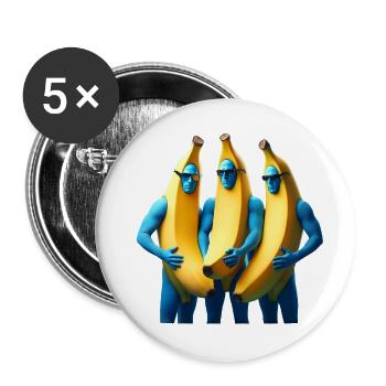 3 blaue Männer im Bananenkostüm - Buttons groß 56 mm (5er Pack) - Weiß - Vorne