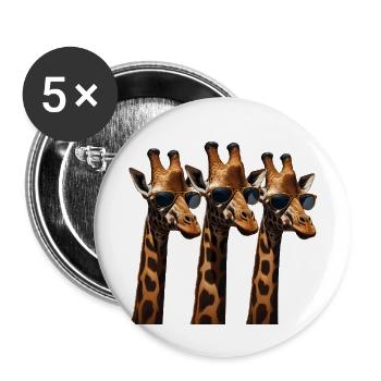 3 Giraffen mit Sonnenbrillen - Buttons groß 56 mm (5er Pack) - Weiß - Vorne