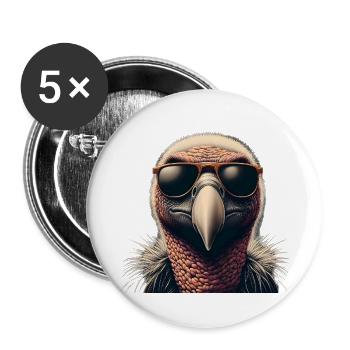 Geier mit Sonnenbrille - Buttons groß 56 mm (5er Pack) - Weiß - Vorne