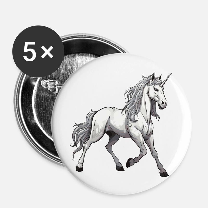 Unicorn Animal - Buttons large 2.2''/56 mm (5-pack) - white