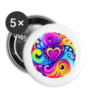 Herz - Buttons groß 56 mm (5er Pack) - Weiß - Vorne