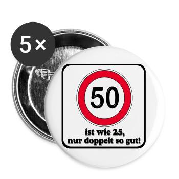 50th Birthday , twice as good (25) - Buttons large 2.2''/56 mm (5-pack) - white - Front