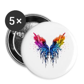Rainbow Wings - Buttons large 2.2''/56 mm (5-pack) - white - Front