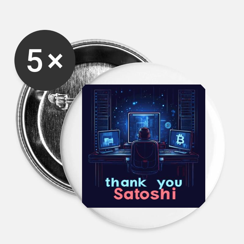Bitcoin Satoshi - Buttons large 2.2''/56 mm (5-pack) - white