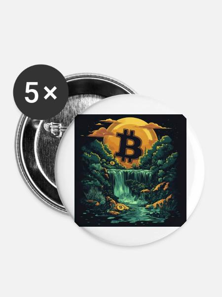 Bitcoin - Buttons groß 56 mm (5er Pack) - Weiß