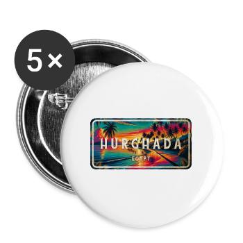 Hurghada Egypt Vintage Palm Trees Design - Buttons large 2.2''/56 mm (5-pack) - white - Front