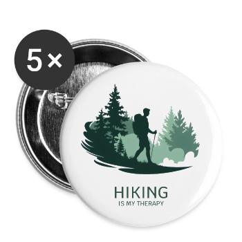 Hiking is My Therapy – Nature & Forest - Buttons large 2.2''/56 mm (5-pack) - white - Front
